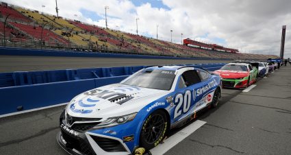 FONTANA, CALIFORNIA - FEBRUARY 26: The #20 Sirius XM Toyota, driven by Christopher Bell sits parked on the grid prior to the NASCAR Cup Series Pala Casino 400 at Auto Club Speedway on February 26, 2023 in Fontana, California. (Photo by Meg Oliphant/Getty Images) | Getty Images