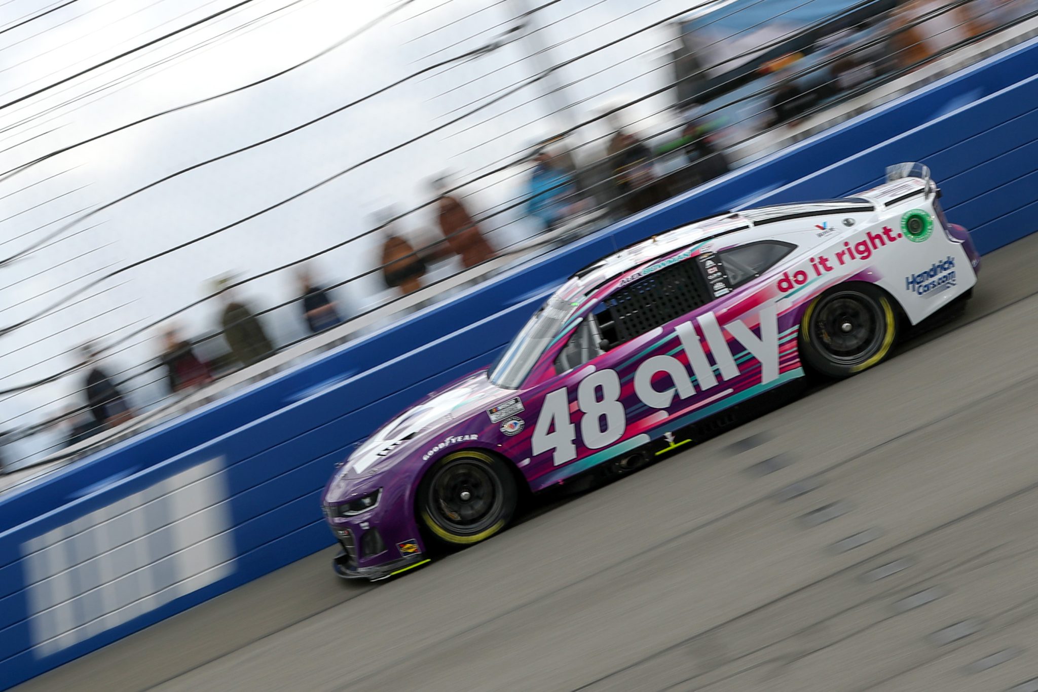 FONTANA, CALIFORNIA - FEBRUARY 26: Alex Bowman, driver of the #48 Ally Chevrolet, drives during the NASCAR Cup Series Pala Casino 400 at Auto Club Speedway on February 26, 2023 in Fontana, California. (Photo by Meg Oliphant/Getty Images) | Getty Images