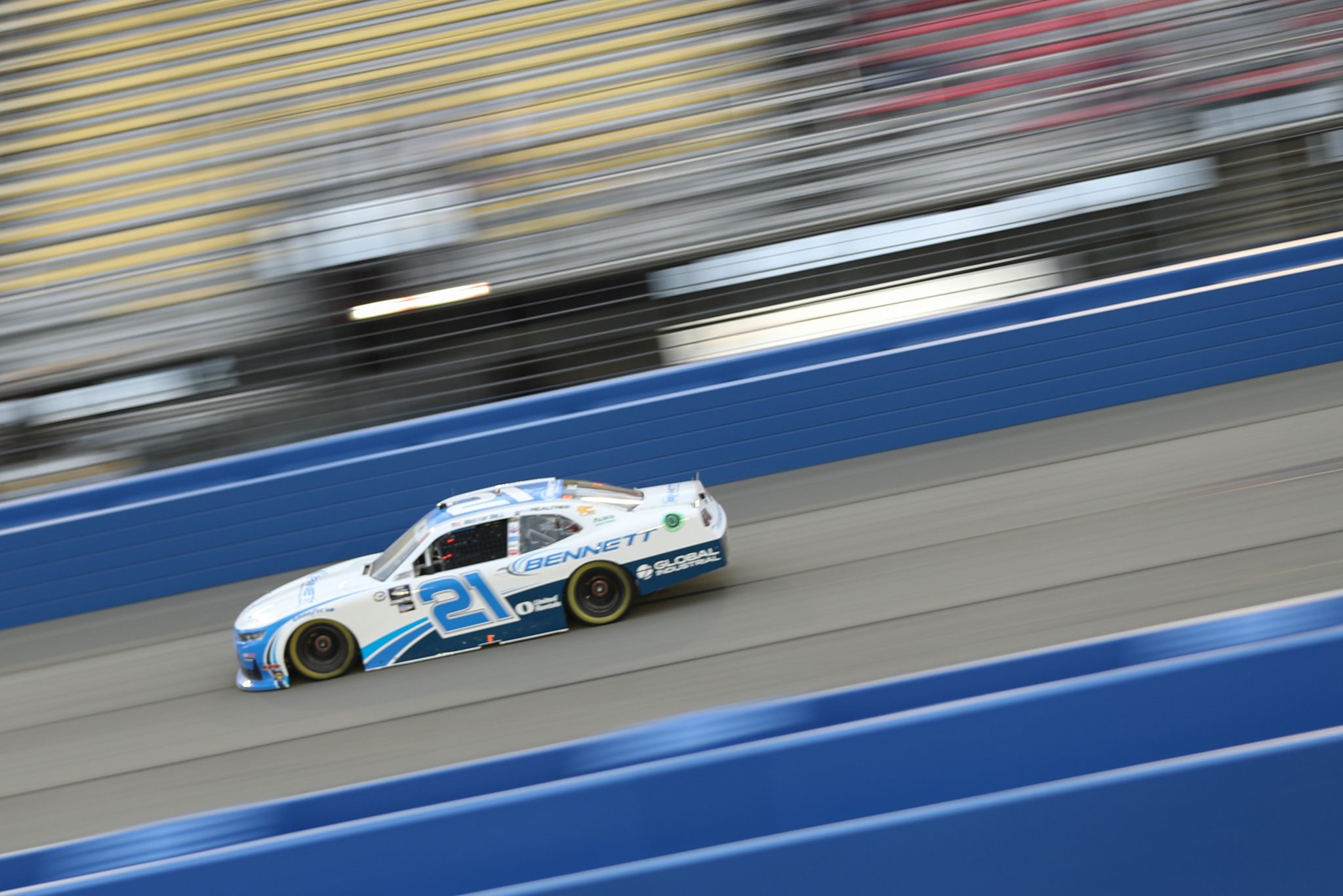 FONTANA, CALIFORNIA - FEBRUARY 26: Austin Hill, driver of the #21 Bennett Transportation Chevrolet, drives during the NASCAR Xfinity Series Production Alliance Group 300 at Auto Club Speedway on February 26, 2023 in Fontana, California. (Photo by Meg Oliphant/Getty Images) | Getty Images
