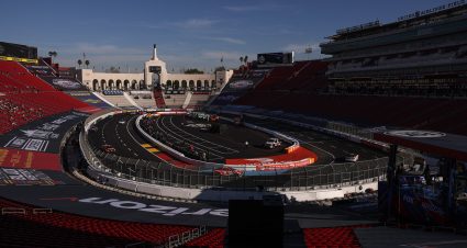 LOS ANGELES, CALIFORNIA - FEBRUARY 04: A general view of practice for the NASCAR Clash at the Coliseum at Los Angeles Coliseum on February 04, 2023 in Los Angeles, California. (Photo by James Gilbert/Getty Images) | Getty Images