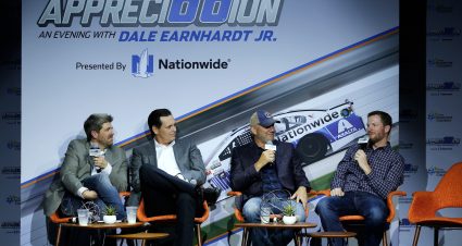 LAS VEGAS, NV - NOVEMBER 28:  Dale Jarrett, Steve Letarte and Dale Earnhardt Jr. talk on stage during Appreci88ion, An Evening With Dale Earnhardt Jr. Presented By Nationwide at The Cosmopolitan of Las Vegas on November 28, 2017 in Las Vegas, Nevada.  (Photo by Jonathan Ferrey/Getty Images) | Getty Images