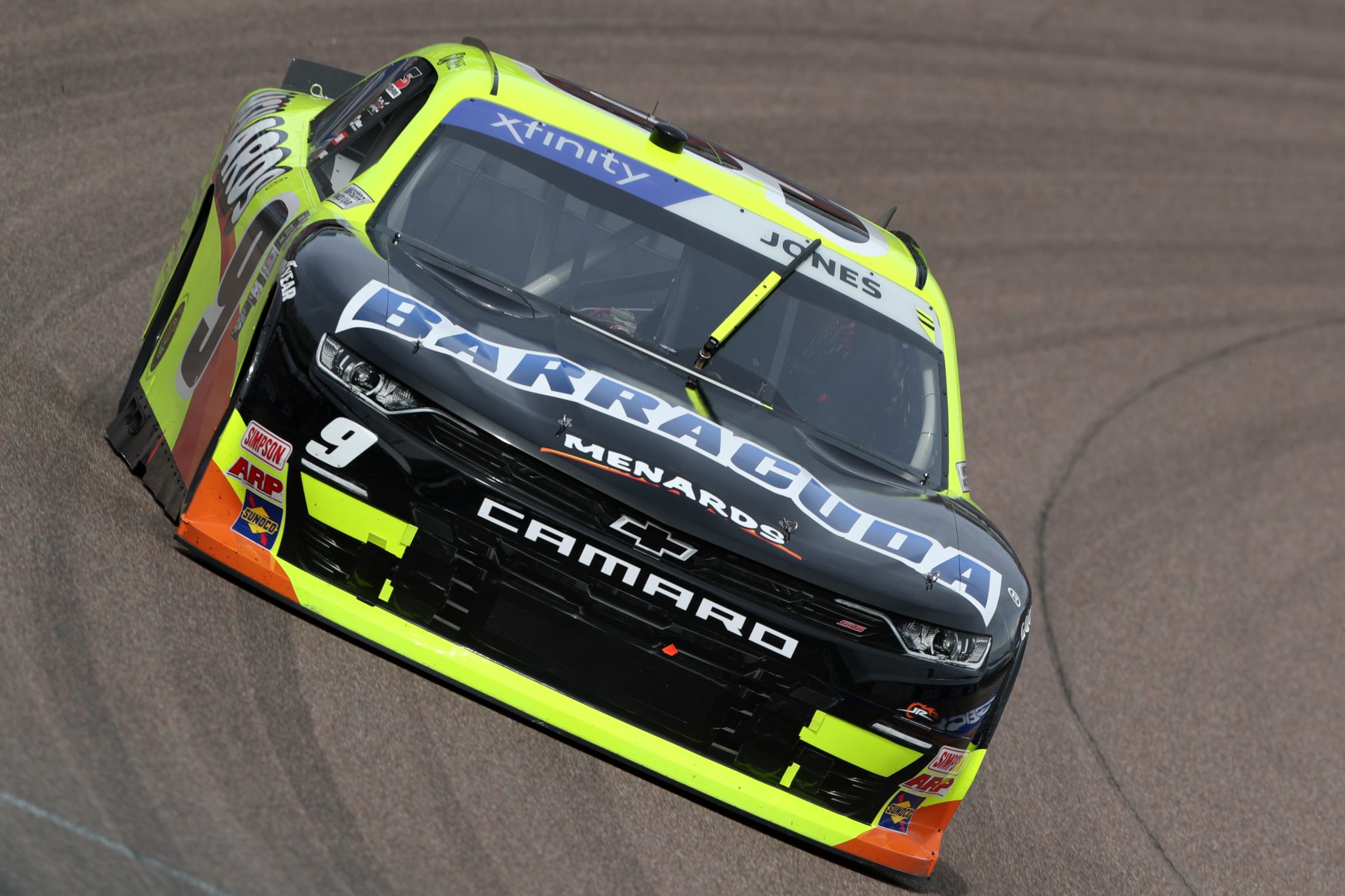 AVONDALE, ARIZONA - MARCH 11: Brandon Jones, driver of the #9 Menards/Barracuda Pumps Chevrolet, drives during qualifying for the NASCAR Xfinity Series United Rentals 200 at Phoenix Raceway on March 11, 2023 in Avondale, Arizona. (Photo by Meg Oliphant/Getty Images) | Getty Images