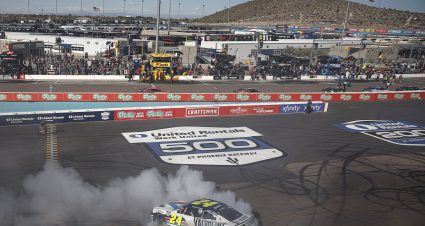 AVONDALE, ARIZONA - MARCH 12: William Byron, driver of the #24 Valvoline Chevrolet, celebrates with a burnout after winning the NASCAR Cup Series United Rentals Work United 500 at Phoenix Raceway on March 12, 2023 in Avondale, Arizona. (Photo by Chris Graythen/Getty Images) | Getty Images