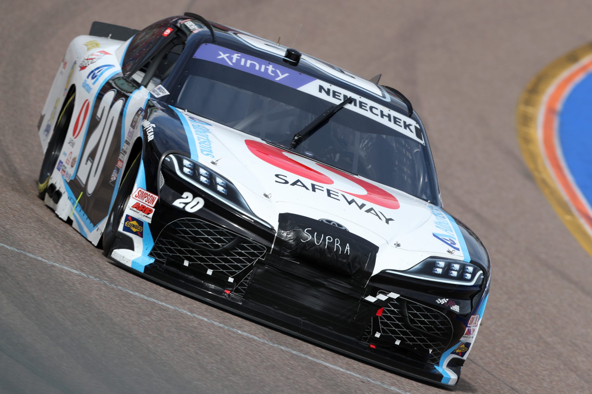 AVONDALE, ARIZONA - MARCH 11: John Hunter Nemechek, driver of the #20 Safeway/Albertsons Toyota, drives during qualifying for the NASCAR Xfinity Series United Rentals 200 at Phoenix Raceway on March 11, 2023 in Avondale, Arizona. (Photo by Meg Oliphant/Getty Images) | Getty Images