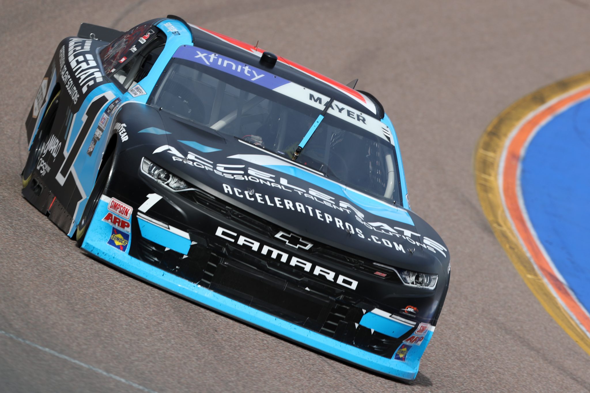 AVONDALE, ARIZONA - MARCH 11: Sam Mayer, driver of the #1 Accelerate Pros Talent Chevrolet, drives during qualifying for the NASCAR Xfinity Series United Rentals 200 at Phoenix Raceway on March 11, 2023 in Avondale, Arizona. (Photo by Meg Oliphant/Getty Images) | Getty Images