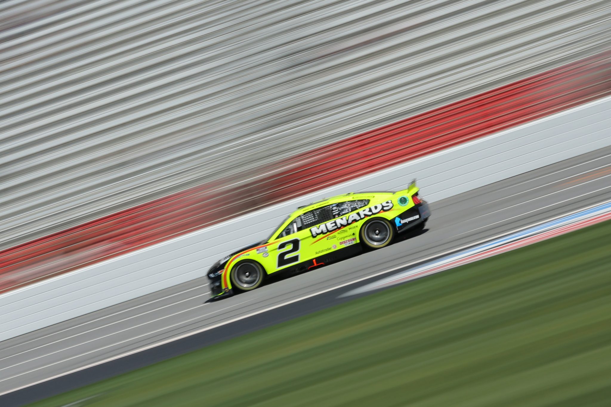 HAMPTON, GEORGIA - MARCH 18: Austin Cindric, driver of the #2 Menards/Knauf Ford, drives during qualifying for the NASCAR Cup Series Ambetter Health 400 at Atlanta Motor Speedway on March 18, 2023 in Hampton, Georgia. (Photo by Jonathan Bachman/Getty Images) | Getty Images