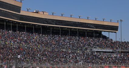 HAMPTON, GEORGIA - MARCH 19: Joey Logano, driver of the #22 Autotrader Ford, leads the field to start the NASCAR Cup Series Ambetter Health 400 at Atlanta Motor Speedway on March 19, 2023 in Hampton, Georgia. (Photo by Jonathan Bachman/Getty Images) | Getty Images