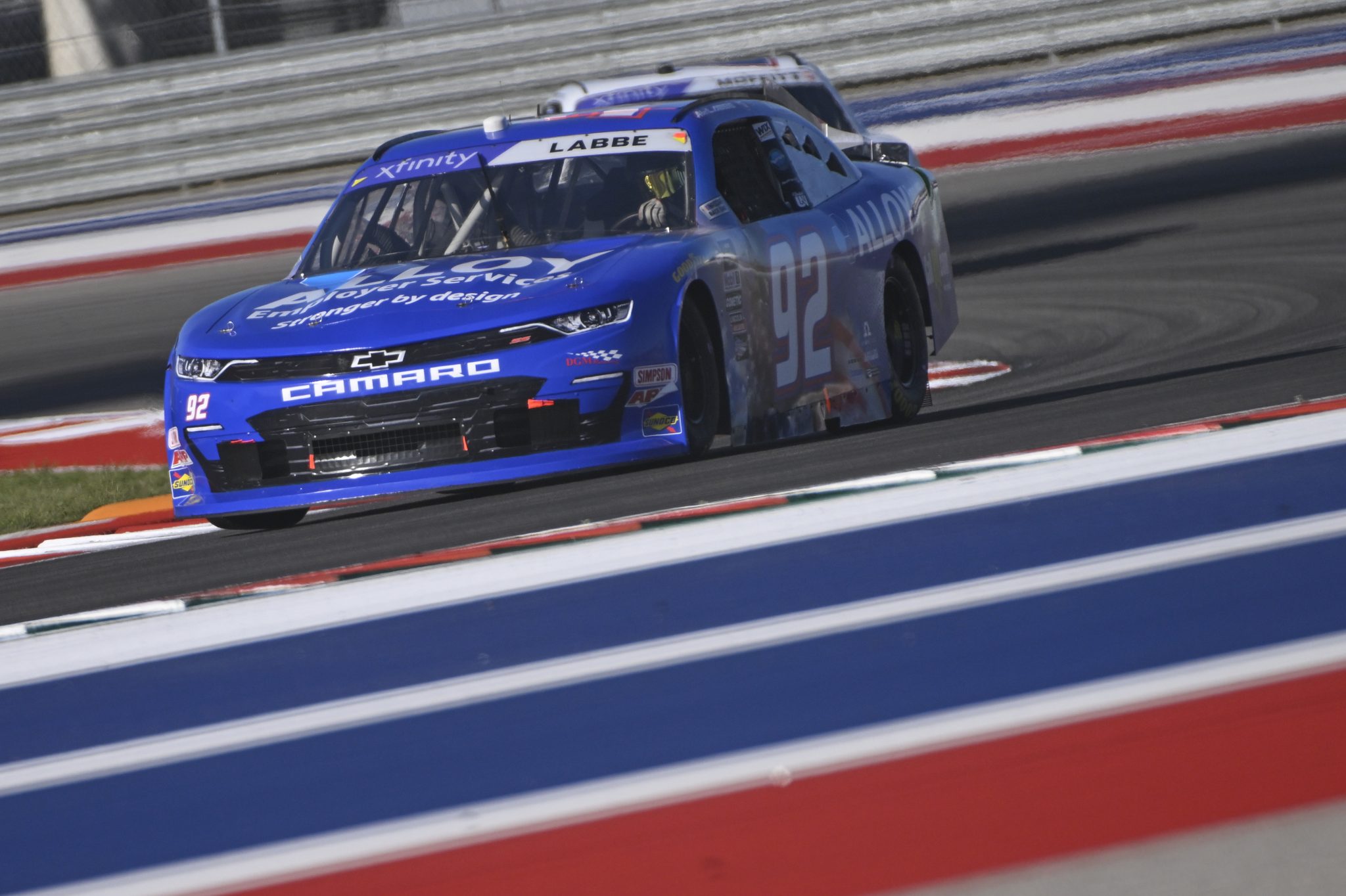 AUSTIN, TEXAS - MARCH 24: Alex Labbe, driver of the #92 Alloy Employer Services Chevrolet, drives during practice for the NASCAR Xfinity Series Pit Boss 250 at Circuit of The Americas on March 24, 2023 in Austin, Texas. (Photo by Logan Riely/Getty Images) | Getty Images