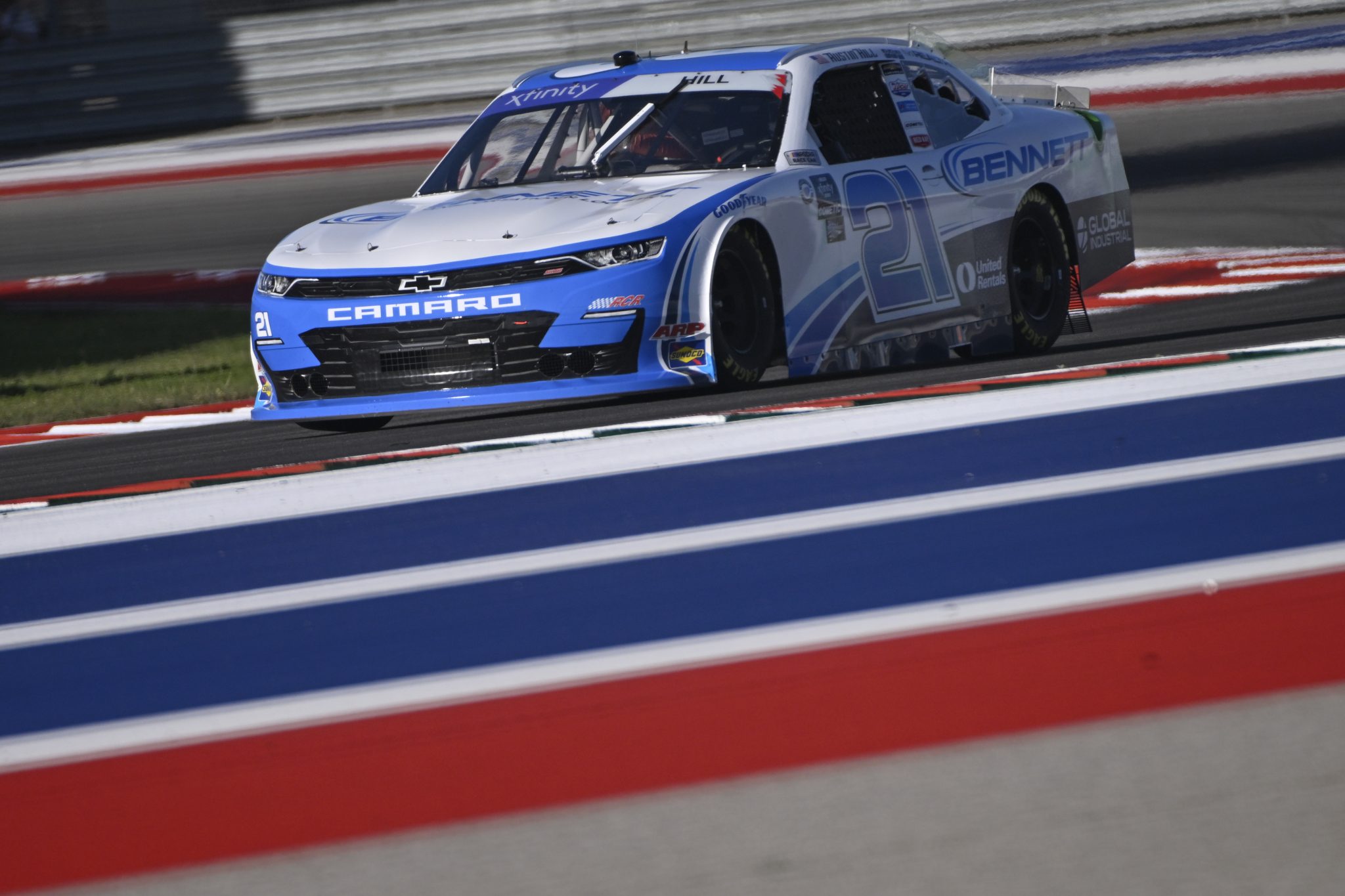 AUSTIN, TEXAS - MARCH 24: Austin Hill, driver of the #21 Bennett Transportation Chevrolet, drives during practice for the NASCAR Xfinity Series Pit Boss 250 at Circuit of The Americas on March 24, 2023 in Austin, Texas. (Photo by Logan Riely/Getty Images) | Getty Images