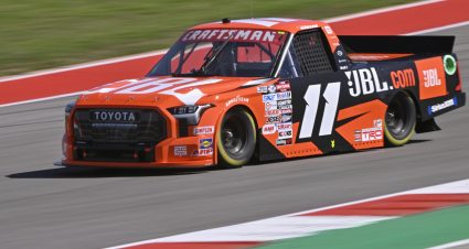 AUSTIN, TEXAS - MARCH 24: Corey Heim, driver of the #11 JBL Toyota, drives during practice for the NASCAR Craftsman Truck Series XPEL 225 at Circuit of The Americas on March 24, 2023 in Austin, Texas. (Photo by Logan Riely/Getty Images) | Getty Images