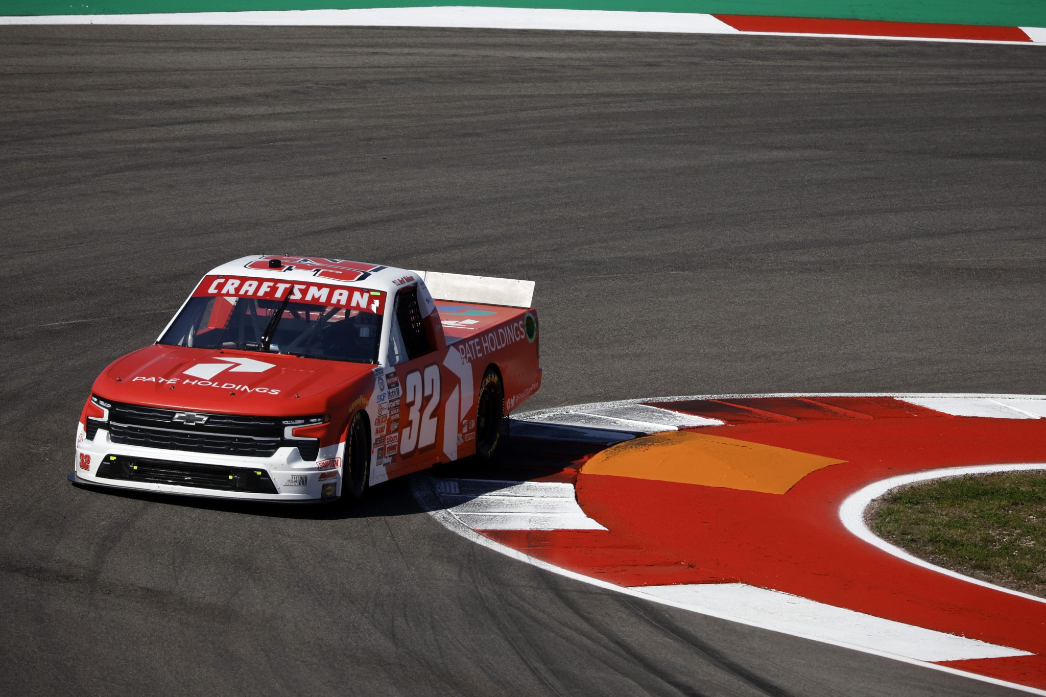 AUSTIN, TEXAS - MARCH 24: Bret Holmes, driver of the #32 Pate Holdings Chevrolet, drives during practice for the NASCAR Craftsman Truck Series XPEL 225 at Circuit of The Americas on March 24, 2023 in Austin, Texas. (Photo by Sean Gardner/Getty Images) | Getty Images