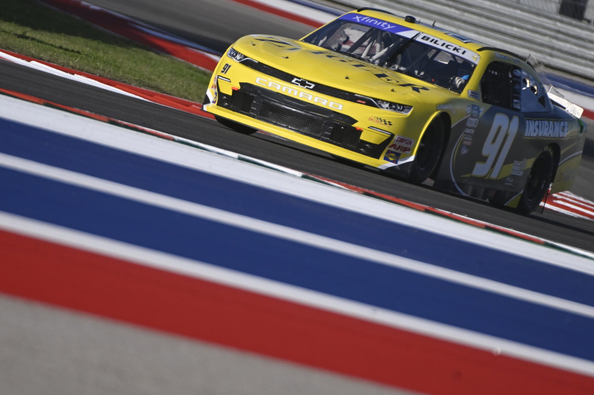 AUSTIN, TEXAS - MARCH 24: Josh Bilicki, driver of the #91 Insurance King/Zeigler Chevrolet, drives during practice for the NASCAR Xfinity Series Pit Boss 250 at Circuit of The Americas on March 24, 2023 in Austin, Texas. (Photo by Logan Riely/Getty Images) | Getty Images