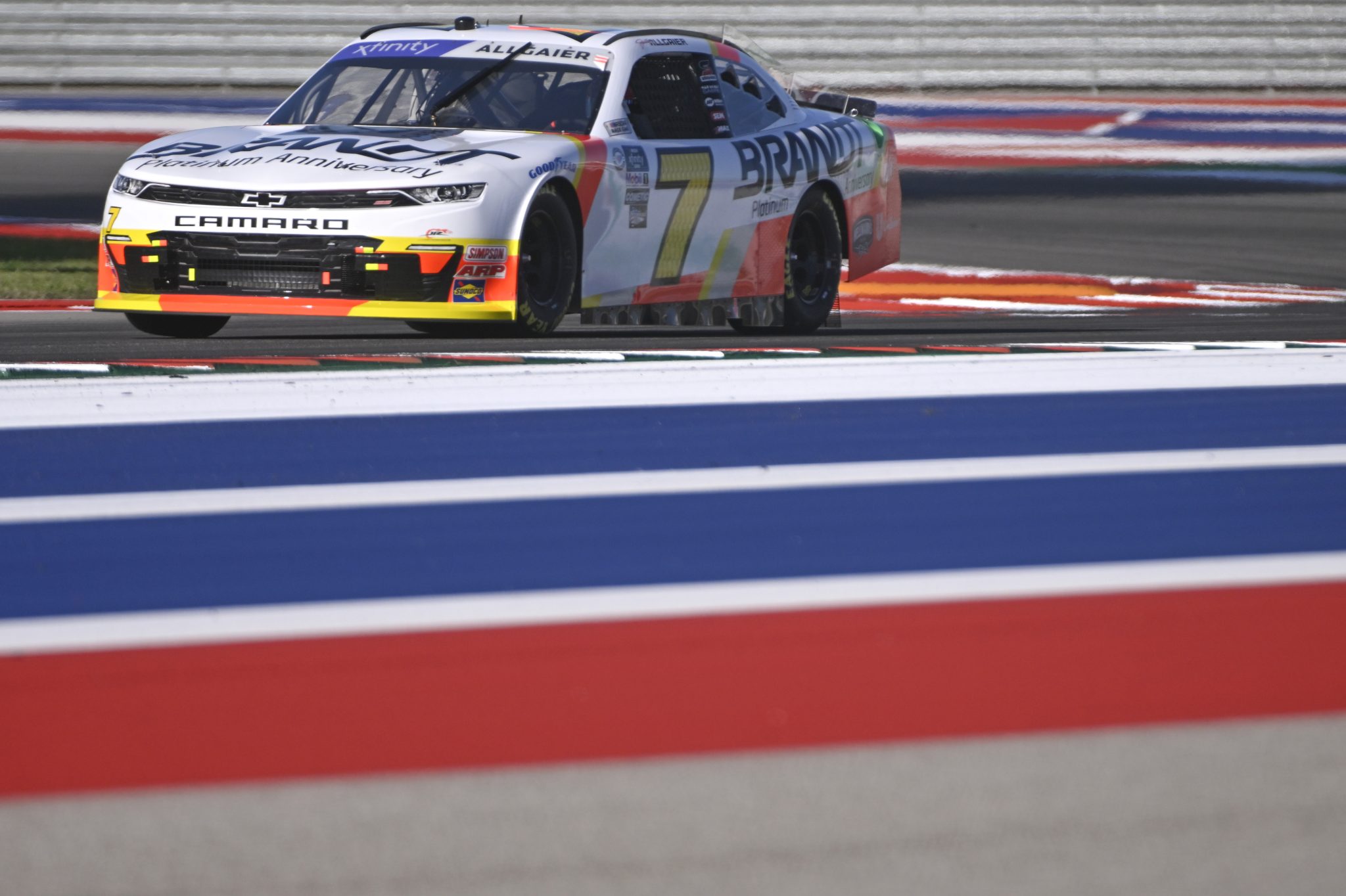 AUSTIN, TEXAS - MARCH 24: Justin Allgaier, driver of the #7 BRANDT Chevrolet, drives during practice for the NASCAR Xfinity Series Pit Boss 250 at Circuit of The Americas on March 24, 2023 in Austin, Texas. (Photo by Logan Riely/Getty Images) | Getty Images