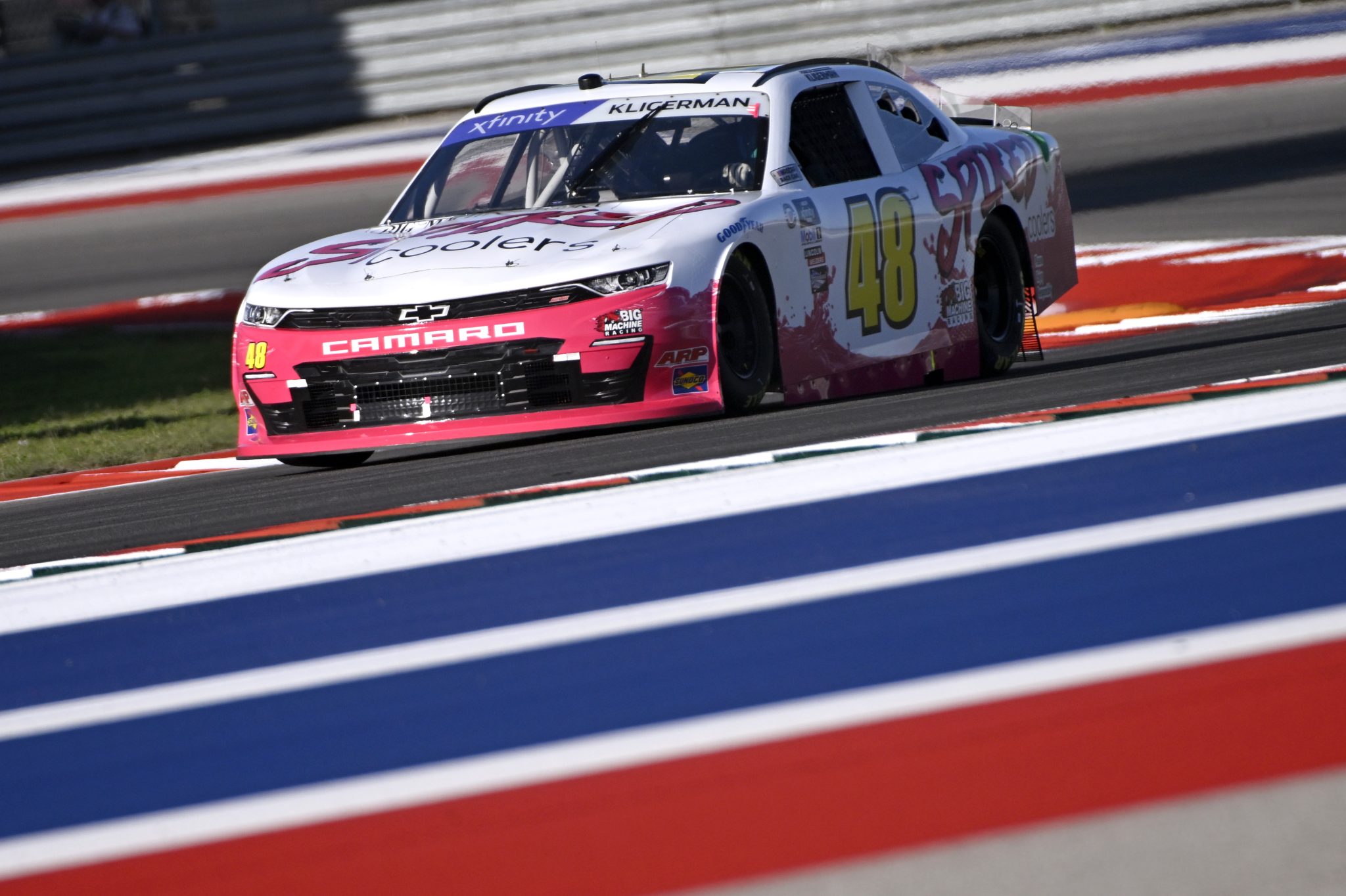 AUSTIN, TEXAS - MARCH 24: Parker Kligerman, driver of the #48 Big Machine Racing Spiked Chevrolet, drives during practice for the NASCAR Xfinity Series Pit Boss 250 at Circuit of The Americas on March 24, 2023 in Austin, Texas. (Photo by Logan Riely/Getty Images) | Getty Images