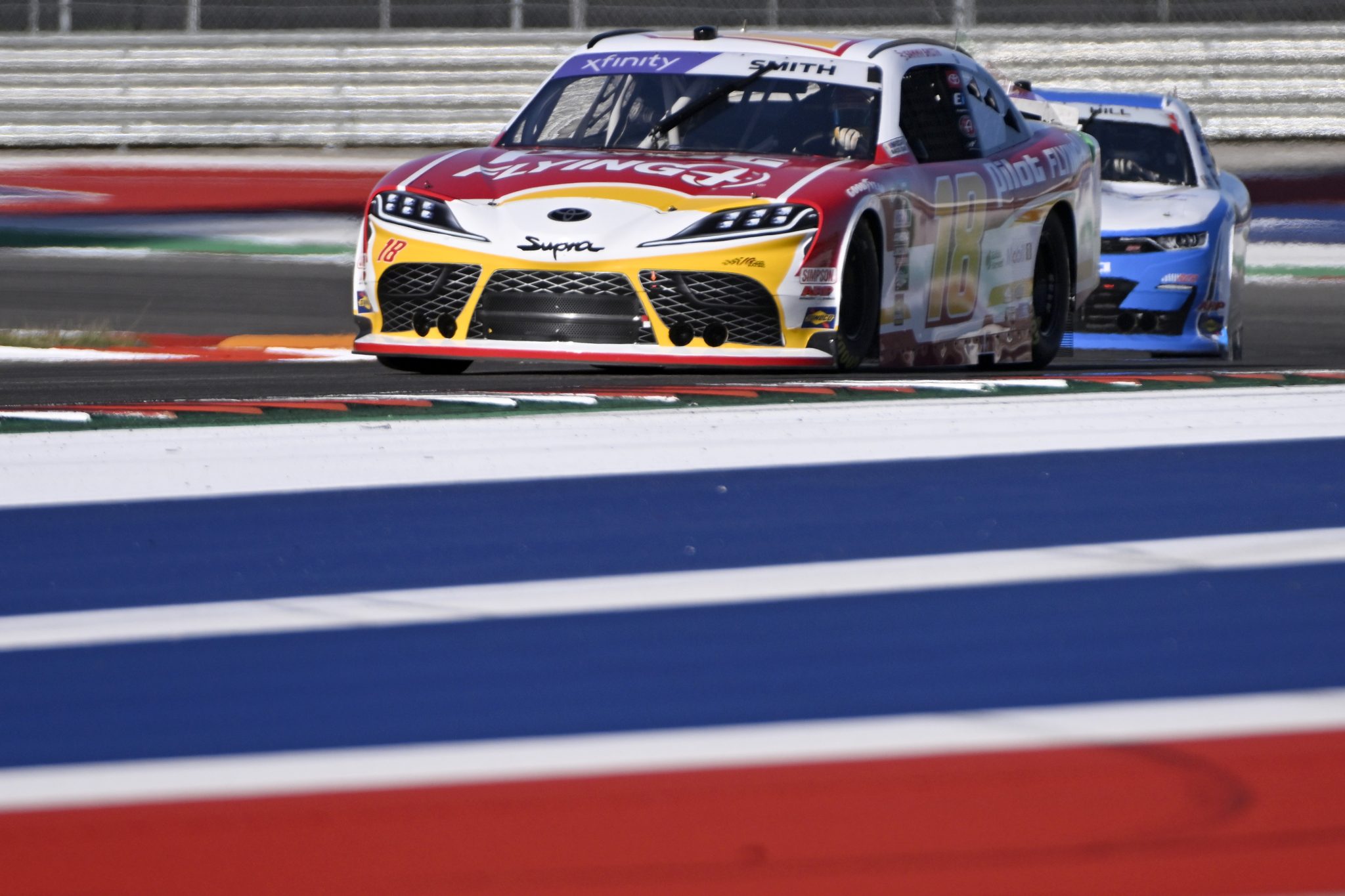 AUSTIN, TEXAS - MARCH 24: Sammy Smith, driver of the #18 Pilot Flying J Toyota, drives during practice for the NASCAR Xfinity Series Pit Boss 250 at Circuit of The Americas on March 24, 2023 in Austin, Texas. (Photo by Logan Riely/Getty Images) | Getty Images