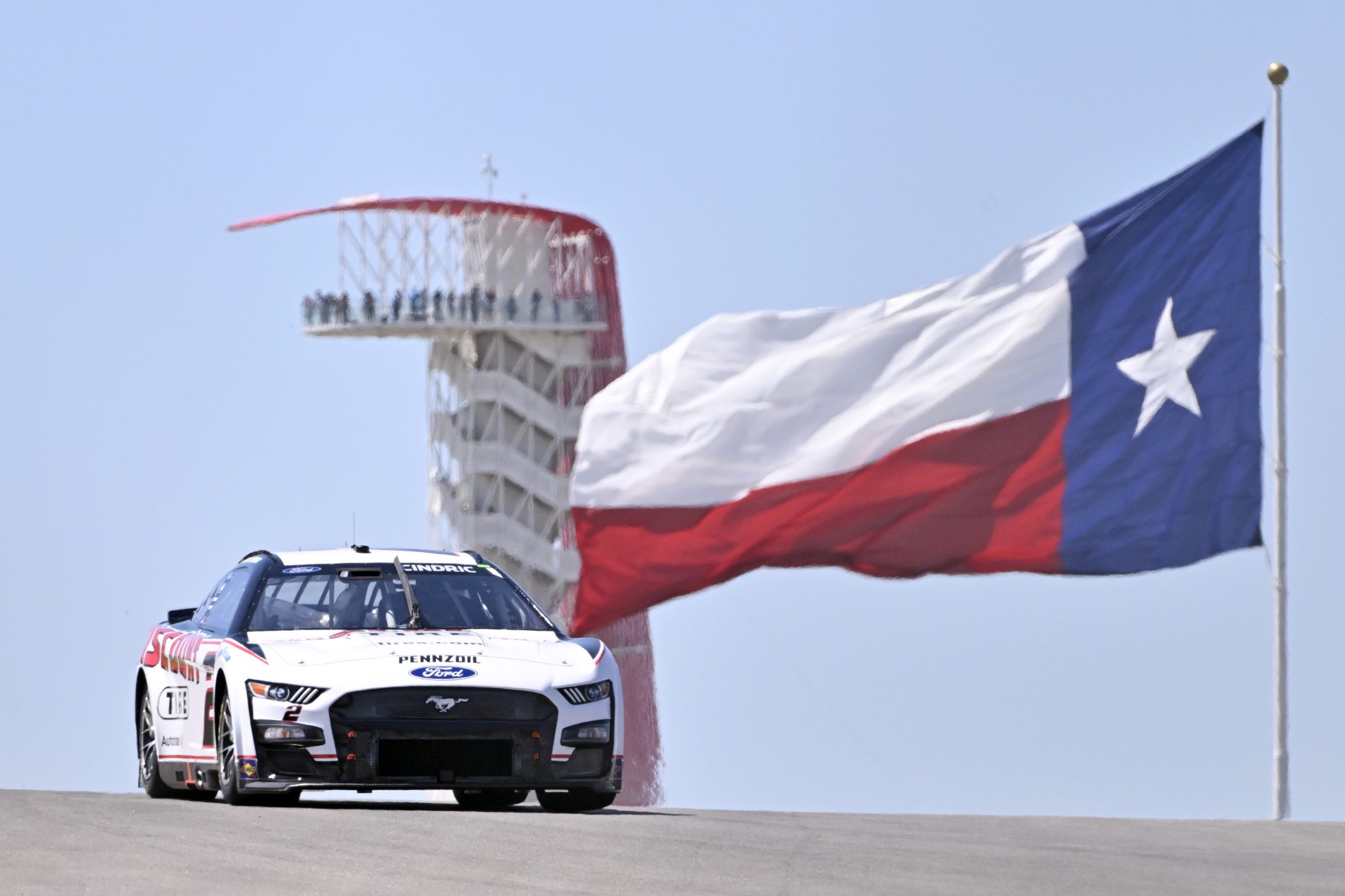 AUSTIN, TEXAS - MARCH 24: Austin Cindric, driver of the #2 Discount Tire Ford, drives during practice for the NASCAR Cup Series EchoPark Automotive Grand Prix at Circuit of The Americas on March 24, 2023 in Austin, Texas. (Photo by Logan Riely/Getty Images) | Getty Images