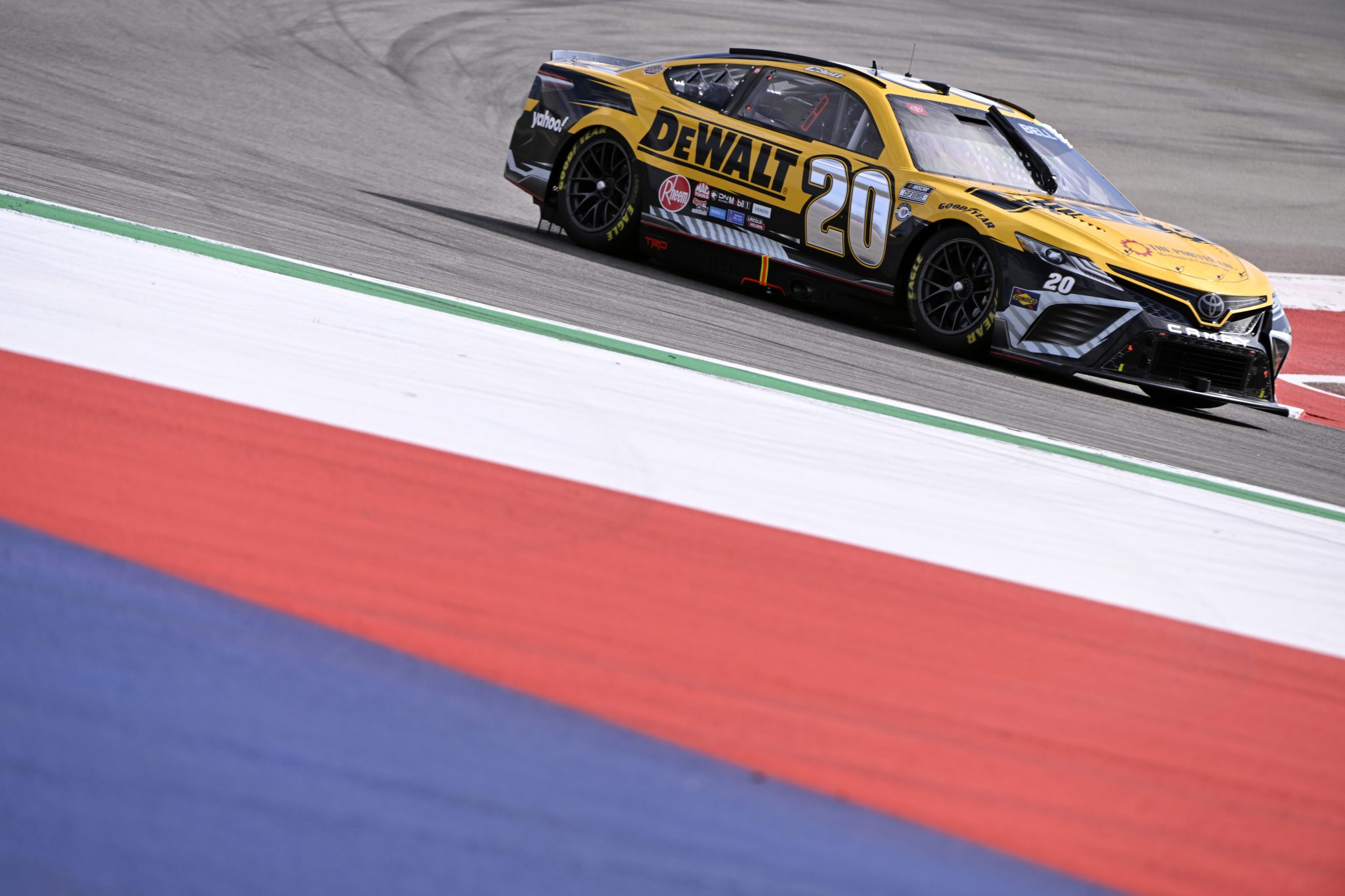 AUSTIN, TEXAS - MARCH 25: Christopher Bell, driver of the #20 DeWalt Toyota, drives during qualifying for the NASCAR Cup Series EchoPark Automotive Grand Prix at Circuit of The Americas on March 25, 2023 in Austin, Texas. (Photo by Logan Riely/Getty Images) | Getty Images