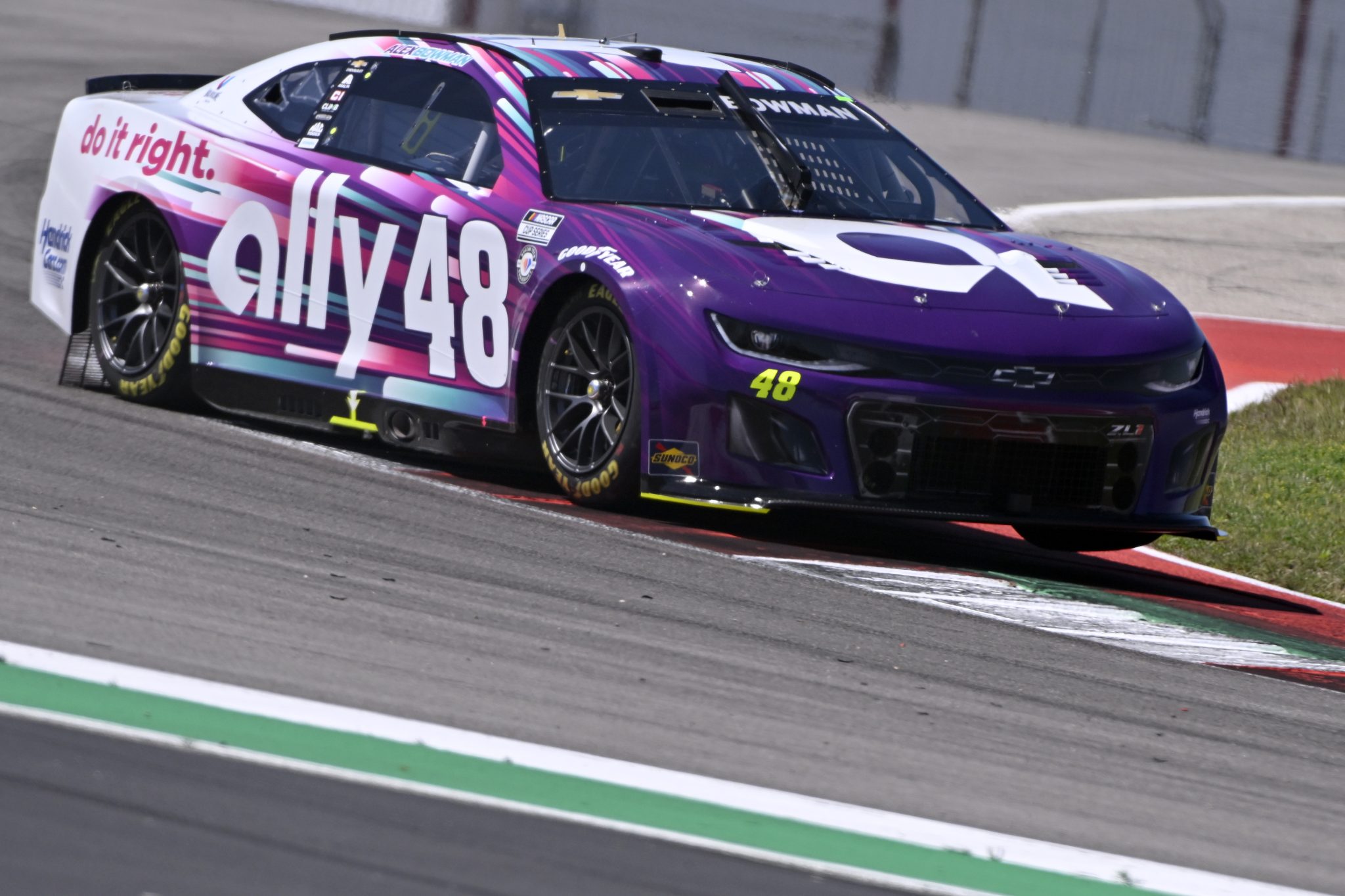 AUSTIN, TEXAS - MARCH 24: Alex Bowman, driver of the #48 Ally Chevrolet, drives during practice for the NASCAR Cup Series EchoPark Automotive Grand Prix at Circuit of The Americas on March 24, 2023 in Austin, Texas. (Photo by Logan Riely/Getty Images) | Getty Images