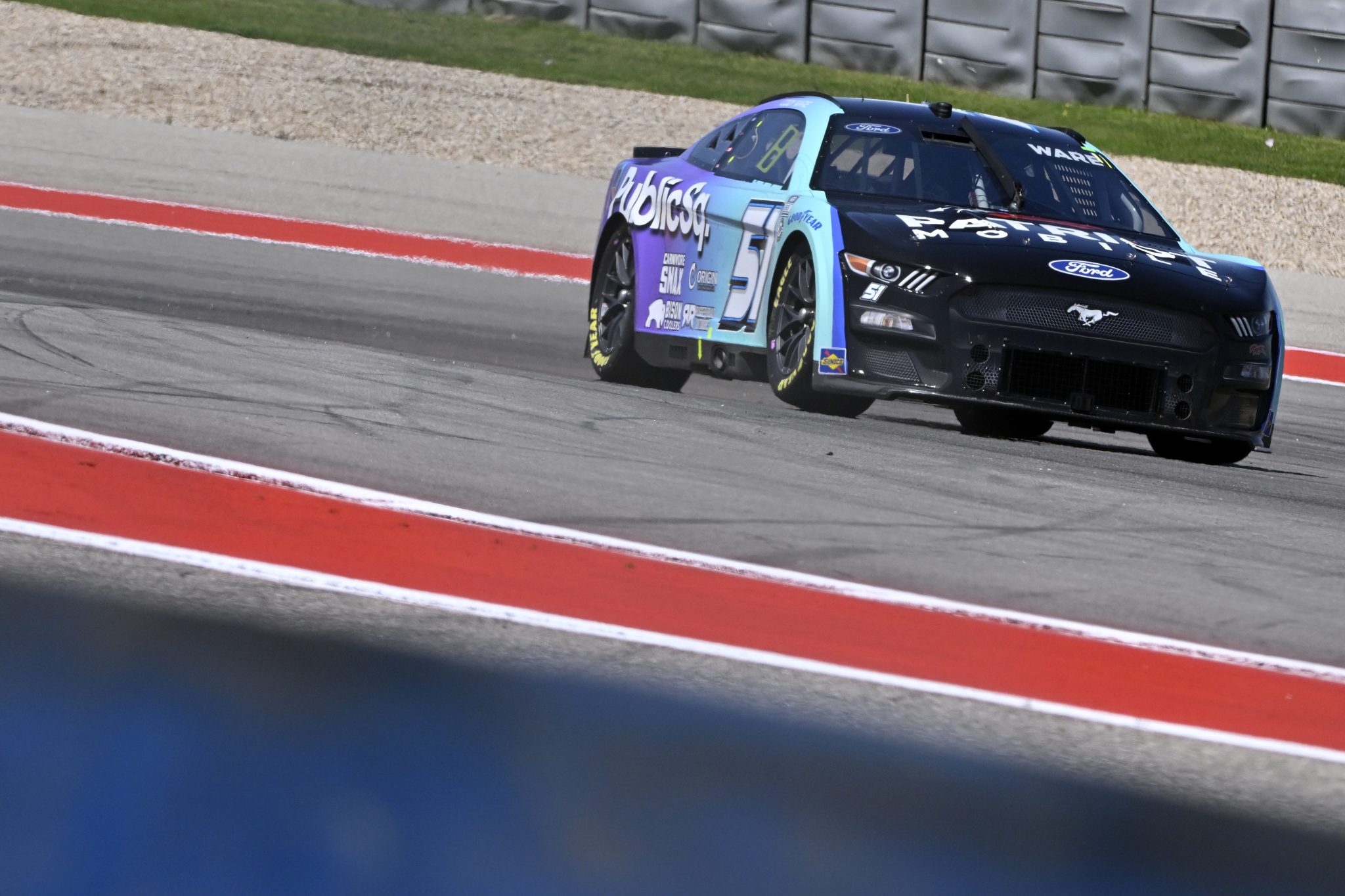 AUSTIN, TEXAS - MARCH 24: Cody Ware, driver of the #51 PublicSq Ford, drives during practice for the NASCAR Cup Series EchoPark Automotive Grand Prix at Circuit of The Americas on March 24, 2023 in Austin, Texas. (Photo by Logan Riely/Getty Images) | Getty Images