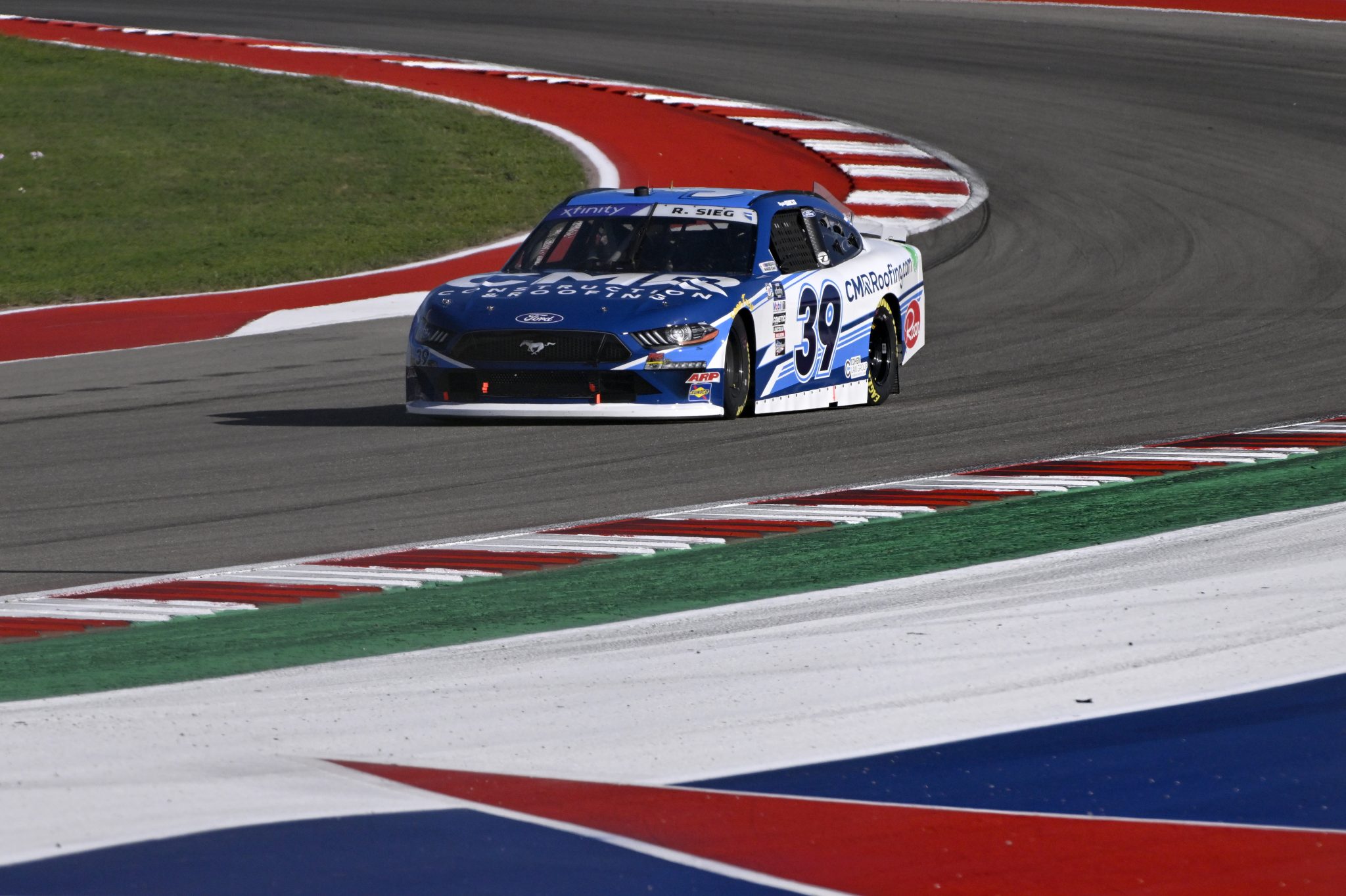 AUSTIN, TEXAS - MARCH 24: Ryan Sieg, driver of the #39 CMRroofing.com Ford, drives during practice for the NASCAR Xfinity Series Pit Boss 250 at Circuit of The Americas on March 24, 2023 in Austin, Texas. (Photo by Logan Riely/Getty Images) | Getty Images