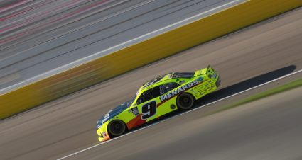 LAS VEGAS, NEVADA - MARCH 03: Brandon Jones, driver of the #9 Menards/Jeld-Wen Windows Chevrolet, drives during practice for the NASCAR Xfinity Series Alsco Uniforms 300 at Las Vegas Motor Speedway on March 03, 2023 in Las Vegas, Nevada. (Photo by Meg Oliphant/Getty Images) | Getty Images