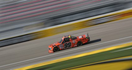 LAS VEGAS, NEVADA - MARCH 03: Ben Rhodes, driver of the #99 Kubota Ford, drives during practice for the NASCAR CRAFTSMAN Truck Series Victoria's Voice Foundation 200 at Las Vegas Motor Speedway on March 03, 2023 in Las Vegas, Nevada. (Photo by Meg Oliphant/Getty Images) | Getty Images