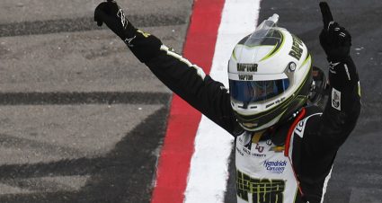 LAS VEGAS, NEVADA - MARCH 05: William Byron, driver of the #24 RaptorTough.com Chevrolet, celebrates after winning the NASCAR Cup Series Pennzoil 400 at Las Vegas Motor Speedway on March 05, 2023 in Las Vegas, Nevada. (Photo by Chris Graythen/Getty Images) | Getty Images