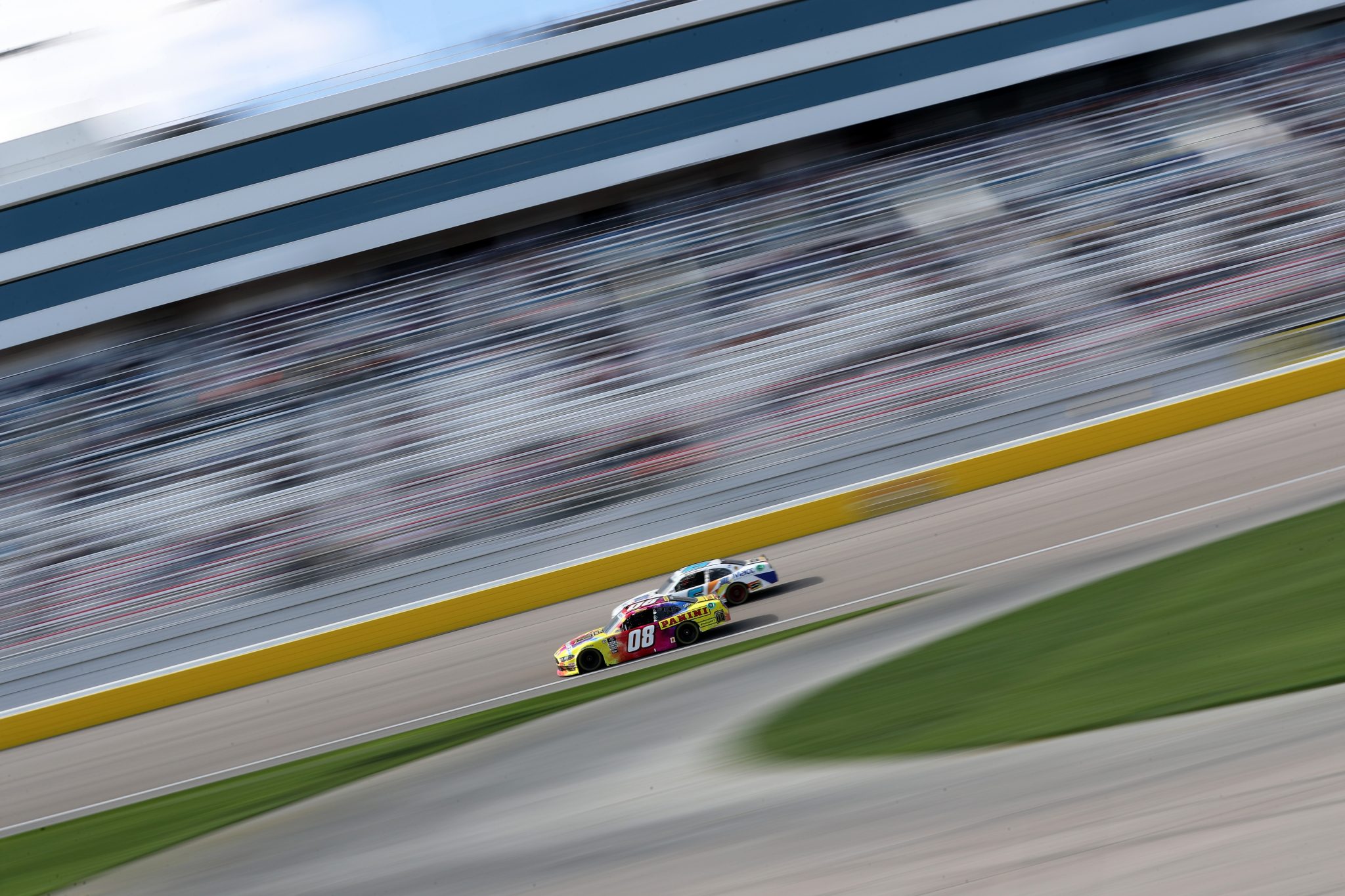 LAS VEGAS, NEVADA - MARCH 04: Gray Gaulding, driver of the #08 Panini NFT Ford, drives during the NASCAR Xfinity Series Alsco Uniforms 300 at Las Vegas Motor Speedway on March 04, 2023 in Las Vegas, Nevada. (Photo by Meg Oliphant/Getty Images) | Getty Images