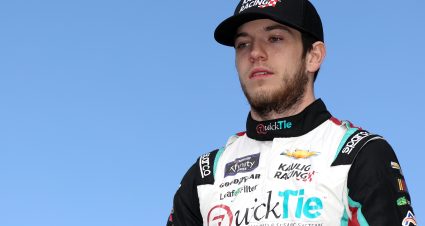 LAS VEGAS, NEVADA - MARCH 04: Chandler Smith, driver of the #16 Quick Tie Products Inc. Chevrolet, walks onstage during driver intros prior to the NASCAR Xfinity Series Alsco Uniforms 300 at Las Vegas Motor Speedway on March 04, 2023 in Las Vegas, Nevada. (Photo by Meg Oliphant/Getty Images) | Getty Images