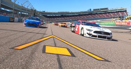 AVONDALE, ARIZONA - MARCH 14: Brad Keselowski, driver of the #2 Wurth Ford, and Kyle Larson, driver of the #5 HendrickCars.com Chevrolet, lead the field over the choose cone on a pace lap prior to the NASCAR Cup Series Instacart 500 at Phoenix Raceway on March 14, 2021 in Avondale, Arizona. (Photo by Sean Gardner/Getty Images) | Getty Images