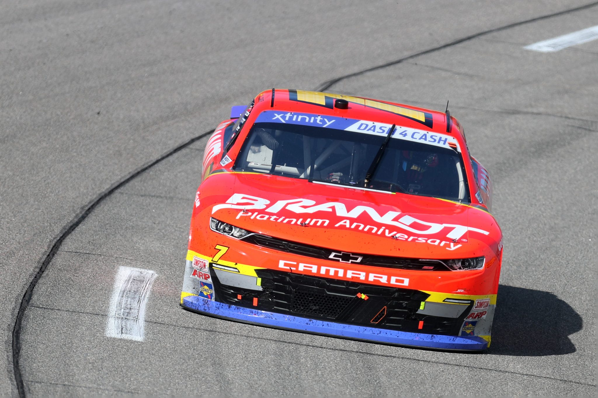 RICHMOND, VIRGINIA - APRIL 01: Justin Allgaier, driver of the #7 BRANDT Chevrolet, drives during the NASCAR Xfinity Series ToyotaCare 250 at Richmond Raceway on April 01, 2023 in Richmond, Virginia. (Photo by David Jensen/Getty Images) | Getty Images