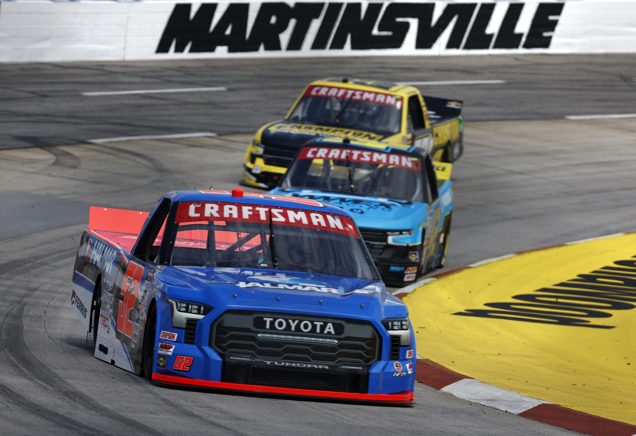 MARTINSVILLE, VIRGINIA - APRIL 14: Stewart Friesen, driver of the #52 Halmar International Toyota, drives during practice for the NASCAR Craftsman Truck Series Long John Silver's 200 at Martinsville Speedway on April 14, 2023 in Martinsville, Virginia. (Photo by Jared C. Tilton/Getty Images) | Getty Images