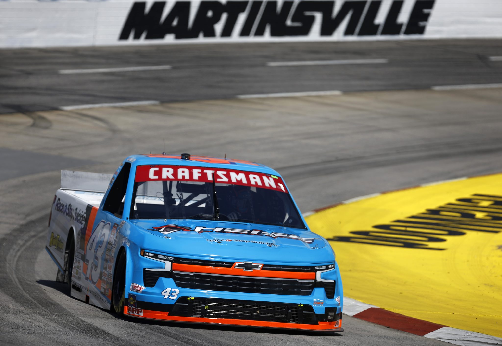 MARTINSVILLE, VIRGINIA - APRIL 14: Daniel Dye, driver of the #43 HEISE LED Lighting Systems Chevrolet, drives during practice NASCAR Craftsman Truck Series Long John Silver's 200 at Martinsville Speedway on April 14, 2023 in Martinsville, Virginia. (Photo by Jared C. Tilton/Getty Images) | Getty Images