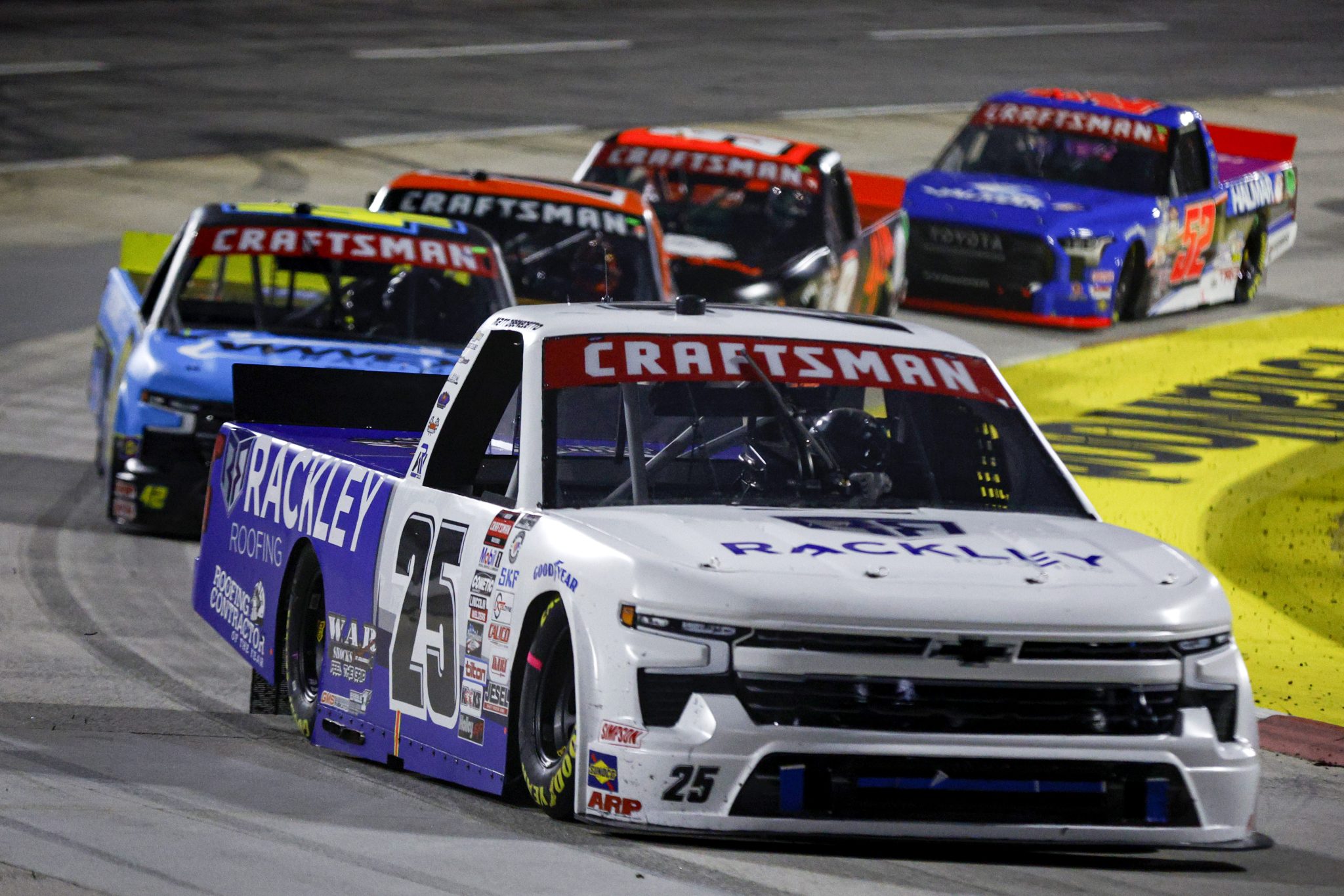 MARTINSVILLE, VIRGINIA - APRIL 14: Matt DiBenedetto, driver of the #25 Rackley Roofing Chevrolet, drives during the NASCAR Craftsman Truck Series Long John Silver's 200 at Martinsville Speedway on April 14, 2023 in Martinsville, Virginia. (Photo by Sean Gardner/Getty Images) | Getty Images