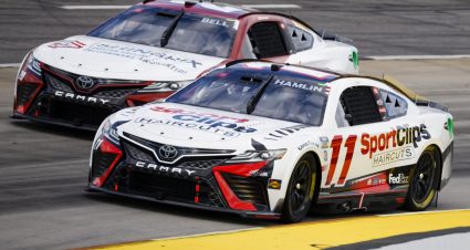 Denny Hamlin’s 2023 #11 Sport Clips Haircuts Toyota paint scheme.