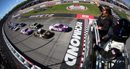 RICHMOND, VIRGINIA - APRIL 02: Alex Bowman, driver of the #48 Ally Chevrolet, leads the field to the green flag to start the NASCAR Cup Series Toyota Owners 400 at Richmond Raceway on April 02, 2023 in Richmond, Virginia. (Photo by David Jensen/Getty Images) | Getty Images