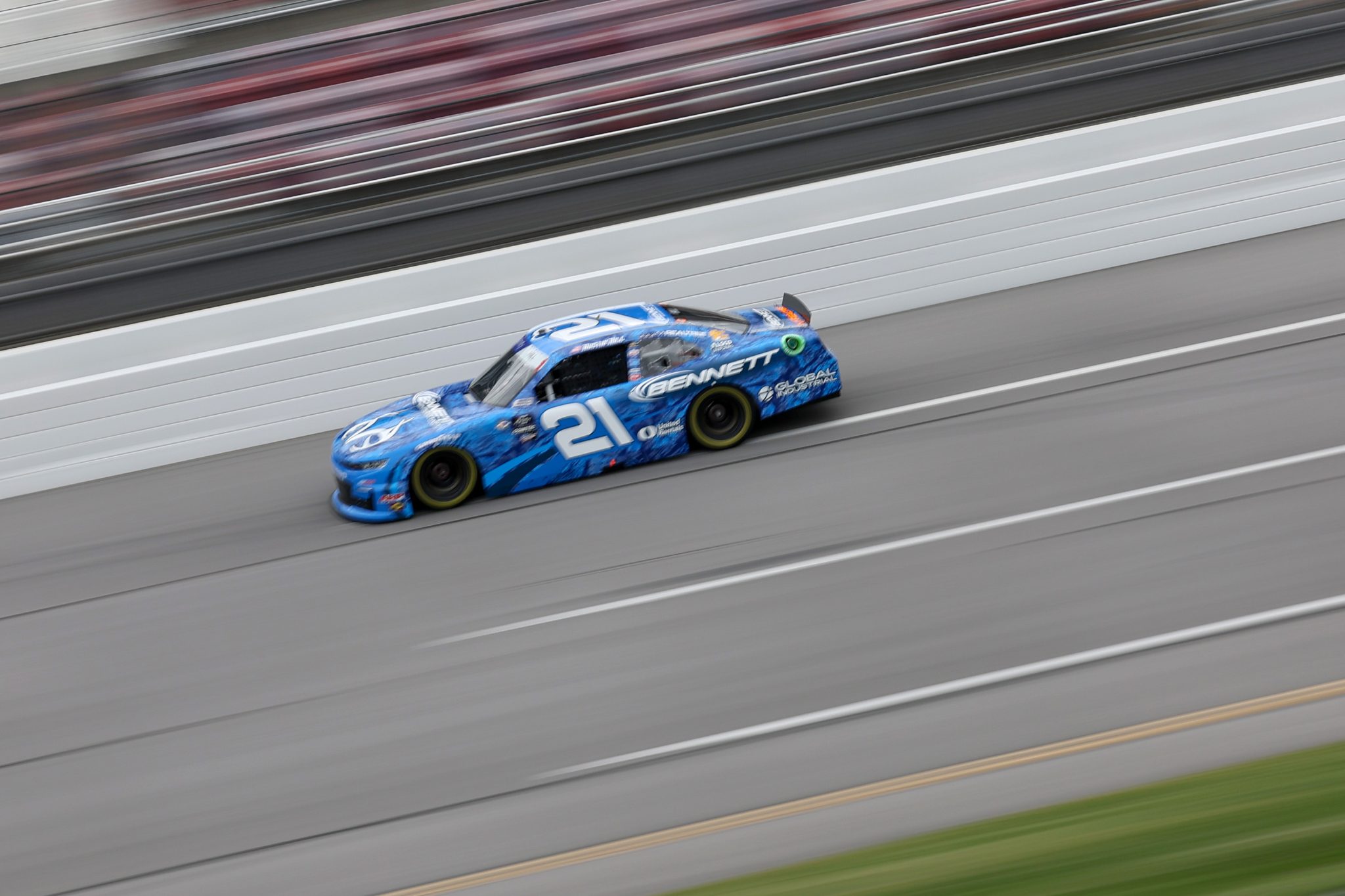 TALLADEGA, ALABAMA - APRIL 21: Austin Hill, driver of the #21 Bennett/Realtree Chevrolet, drives during qualifying for the NASCAR Xfinity Series Ag-Pro 300 at Talladega Superspeedway on April 21, 2023 in Talladega, Alabama. (Photo by James Gilbert/Getty Images) | Getty Images