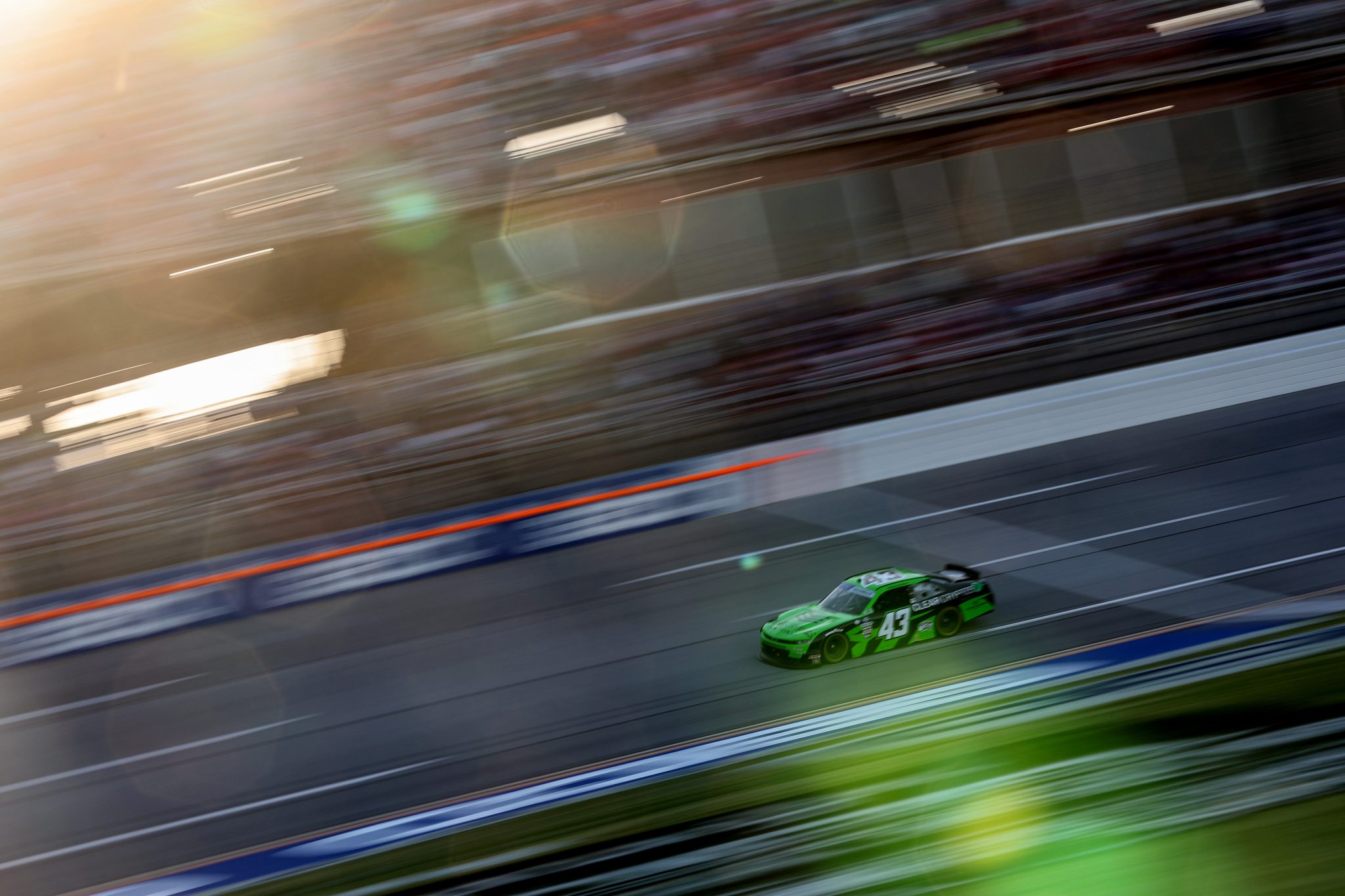 TALLADEGA, ALABAMA - APRIL 22: Caesar Bacarella, driver of the #43 Clear Cryptos Chevrolet, drives during the NASCAR Xfinity Series Ag-Pro 300 at Talladega Superspeedway on April 22, 2023 in Talladega, Alabama. (Photo by James Gilbert/Getty Images) | Getty Images