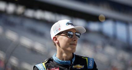 MARTINSVILLE, VIRGINIA - APRIL 14: Carson Hocevar, driver of the #42 Worldwide Express Chevrolet, waits on the grid during qualifying for the NASCAR Craftsman Truck Series Long John Silver's 200 at Martinsville Speedway on April 14, 2023 in Martinsville, Virginia. (Photo by Jared C. Tilton/Getty Images) | Getty Images