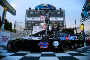 DOVER, DELAWARE - AUGUST 23: Kevin Harvick, driver of the #4 Mobil 1 Ford, celebrates in Victory Lane after winning the NASCAR Cup Series Drydene 311 at Dover International Speedway on August 23, 2020 in Dover, Delaware. (Photo by Jared C. Tilton/Getty Images) | Getty Images