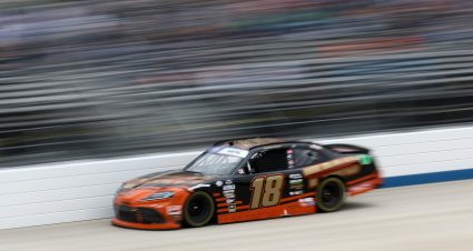 DOVER, DELAWARE - APRIL 29: Sammy Smith, driver of the #18 TMC Toyota, drives during the NASCAR Xfinity Series A-GAME 200 at Dover International Speedway on April 29, 2023 in Dover, Delaware. (Photo by James Gilbert/Getty Images) | Getty Images