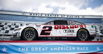 DAYTONA BEACH, FLORIDA - FEBRUARY 19: A general view of  The NASCAR Cup Series 64th Annual Daytona 500 winning #2 Discount Tire Ford, driven by Austin Cindric on display prior to the NASCAR Cup Series 65th Annual Daytona 500 at Daytona International Speedway on February 19, 2023 in Daytona Beach, Florida. (Photo by Jared C. Tilton/Getty Images) | Getty Images