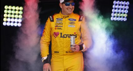 BRISTOL, TENNESSEE - APRIL 09: Michael McDowell, driver of the #34 Love's Travel Stops Ford, walks onstage during driver intros prior to the NASCAR Cup Series Food City Dirt Race at Bristol Motor Speedway on April 09, 2023 in Bristol, Tennessee. (Photo by Jared C. Tilton/Getty Images) | Getty Images