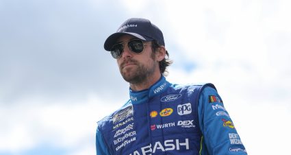 DOVER, DELAWARE - MAY 01: Ryan Blaney, driver of the #12 Wabash Ford, walks onstage during driver intros prior to the NASCAR Cup Series Würth 400 at Dover International Speedway on May 01, 2023 in Dover, Delaware. (Photo by James Gilbert/Getty Images) | Getty Images