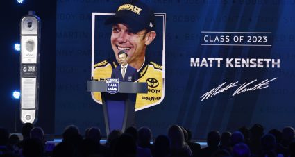 CHARLOTTE, NORTH CAROLINA - JANUARY 20: NASCAR Hall of Fame inductee Matt Kenseth speaks during the NASCAR Hall of Fame Induction Ceremony at Charlotte Convention Center on January 20, 2023 in Charlotte, North Carolina. (Photo by Chris Graythen/Getty Images) | Getty Images