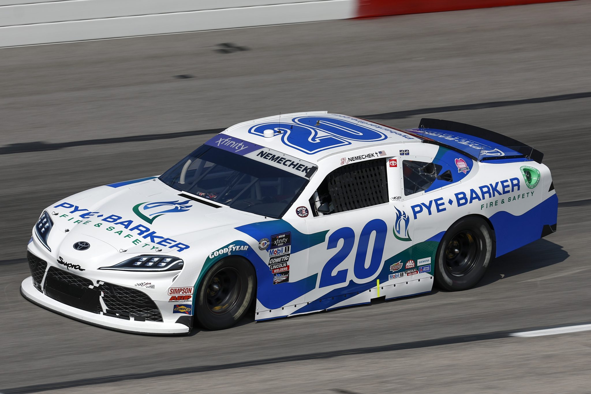 DARLINGTON, SOUTH CAROLINA - MAY 12: John Hunter Nemechek, driver of the #20 Pye Barker Fire & Safety Toyota, drives during practice for the NASCAR Xfinity Series Shriners Children's 200 at Darlington Raceway on May 12, 2023 in Darlington, South Carolina. (Photo by Jared C. Tilton/Getty Images) | Getty Images