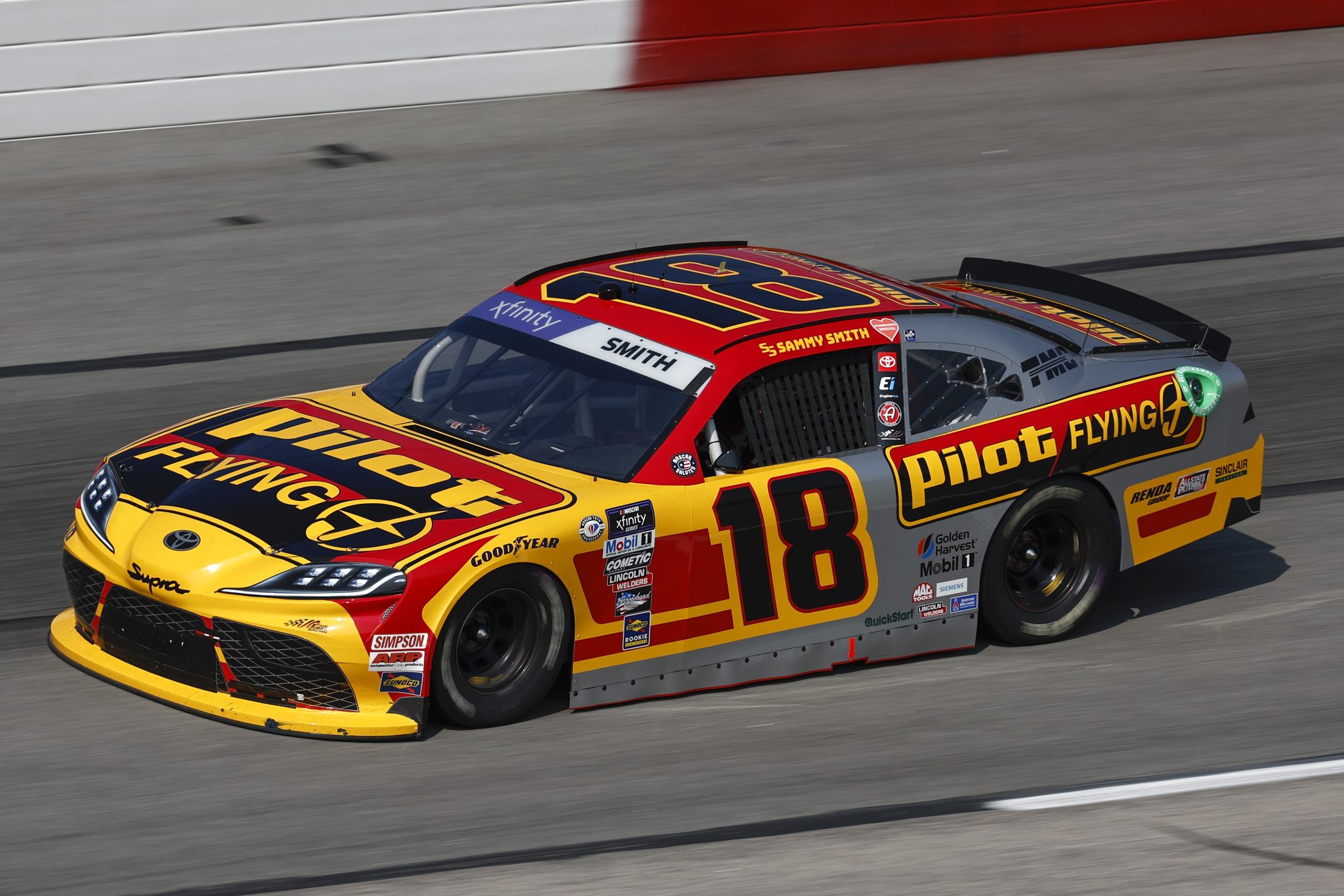 DARLINGTON, SOUTH CAROLINA - MAY 12: Sammy Smith, driver of the #18 Pilot Flying J Toyota, drives during practice for the NASCAR Xfinity Series Shriners Children's 200 at Darlington Raceway on May 12, 2023 in Darlington, South Carolina. (Photo by Jared C. Tilton/Getty Images) | Getty Images
