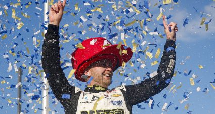 DARLINGTON, SOUTH CAROLINA - MAY 14: William Byron, driver of the #24 Axalta Throwback Chevrolet, celebrates in victory lane after winning the NASCAR Cup Series Goodyear 400 at Darlington Raceway on May 14, 2023 in Darlington, South Carolina. (Photo by Jared C. Tilton/Getty Images) | Getty Images