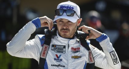 AUSTIN, TEXAS - MARCH 25: Kyle Larson, driver of the #5 HendrickCars.com Chevrolet, prepares in the garage area during qualifying for the NASCAR Cup Series EchoPark Automotive Grand Prix at Circuit of The Americas on March 25, 2023 in Austin, Texas. (Photo by Chris Graythen/Getty Images) | Getty Images