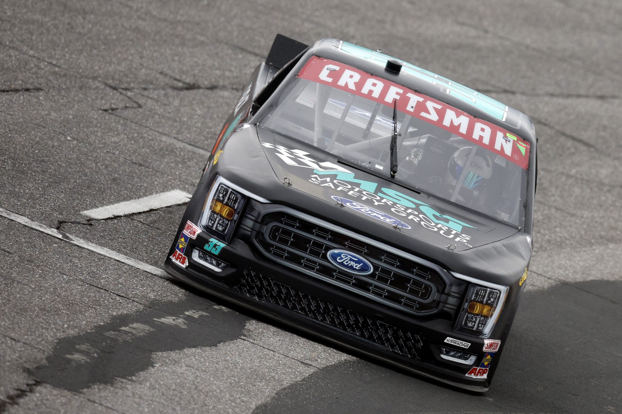 NORTH WILKESBORO, NORTH CAROLINA - MAY 20: Josh Reaume, driver of the #33 Motorsports Safety Group Ford, drives during qualifying for the NASCAR Craftsman Truck Series Tyson 250 at North Wilkesboro Speedway on May 20, 2023 in North Wilkesboro, North Carolina. (Photo by Sean Gardner/Getty Images) | Getty Images